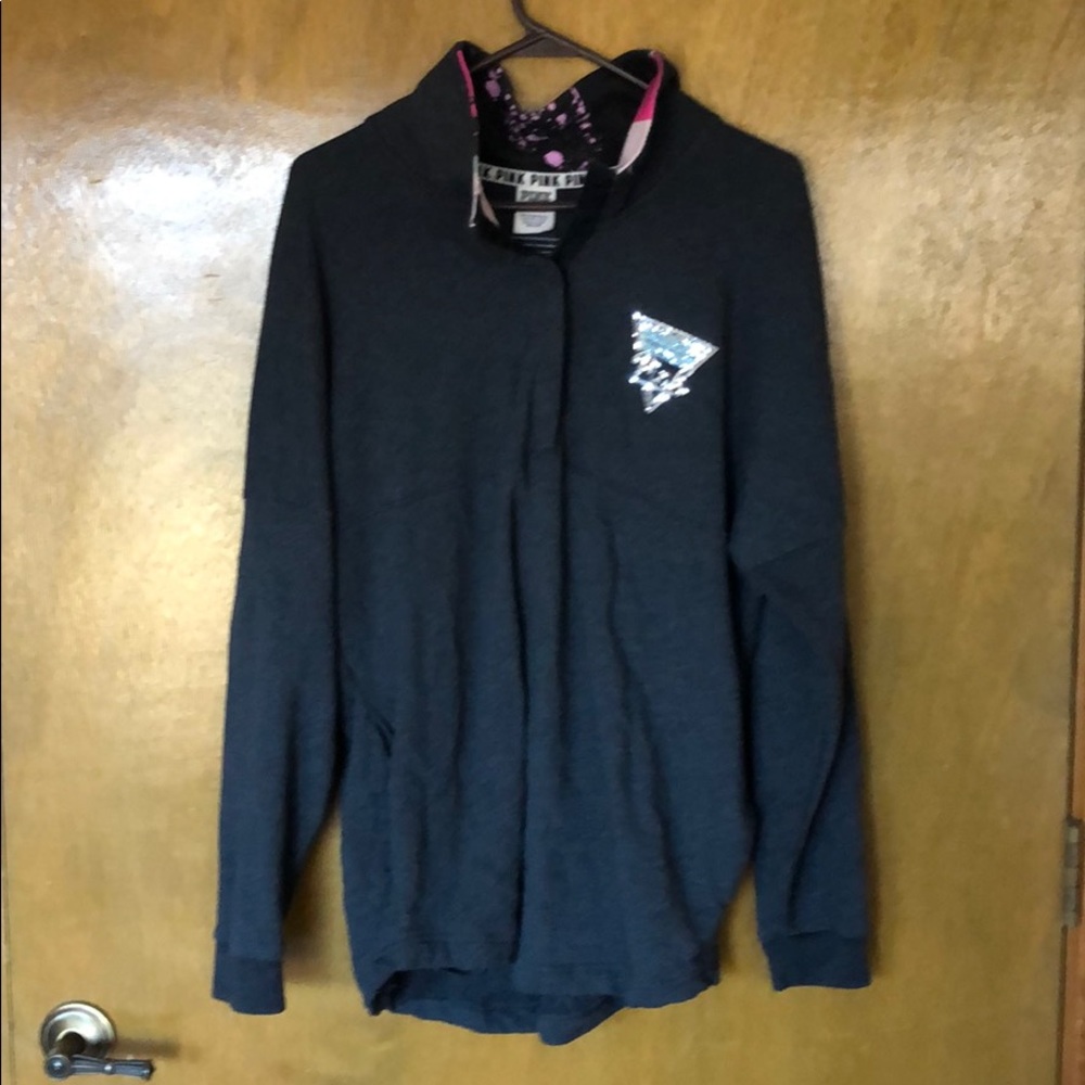 Pink quarter button sweatshirt